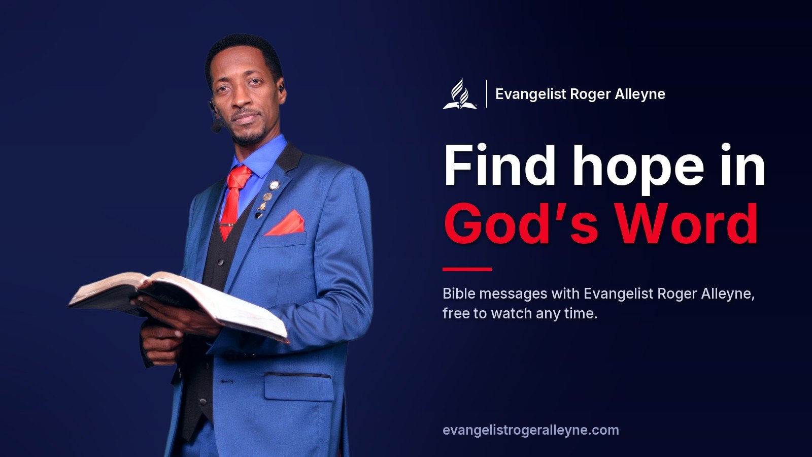 Find hope in God’s Word: Evangelist Roger Alleyne with an open Bible